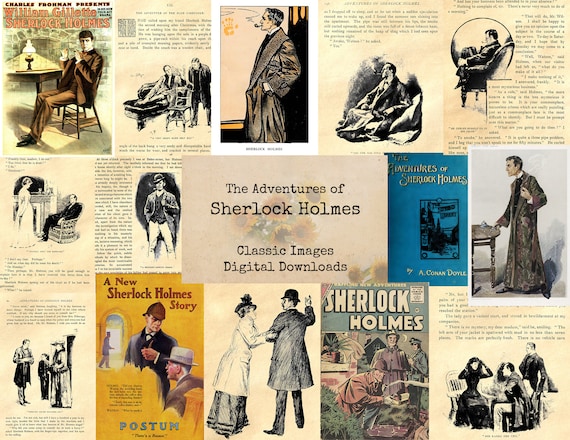 Sherlock Holmes Adventures - Printable Images, Vintage Art