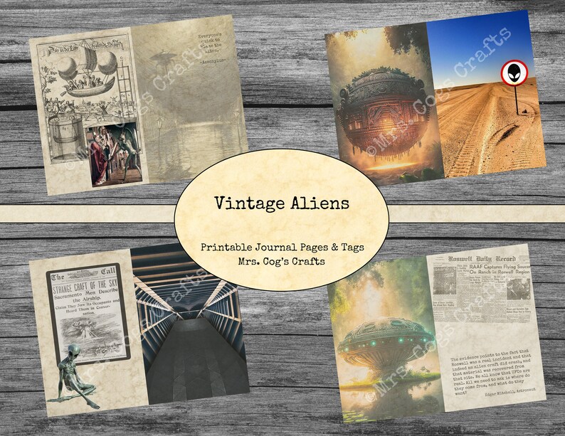Vintage Aliens Junk Journal Kit - Printable Journal, Vintage Images ...
