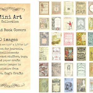 Mini Art - Old Book Covers , Printable Images, Digital Download, Miniature Images, Collage Sheet, Ephemera, Vintage Images, Embellishments