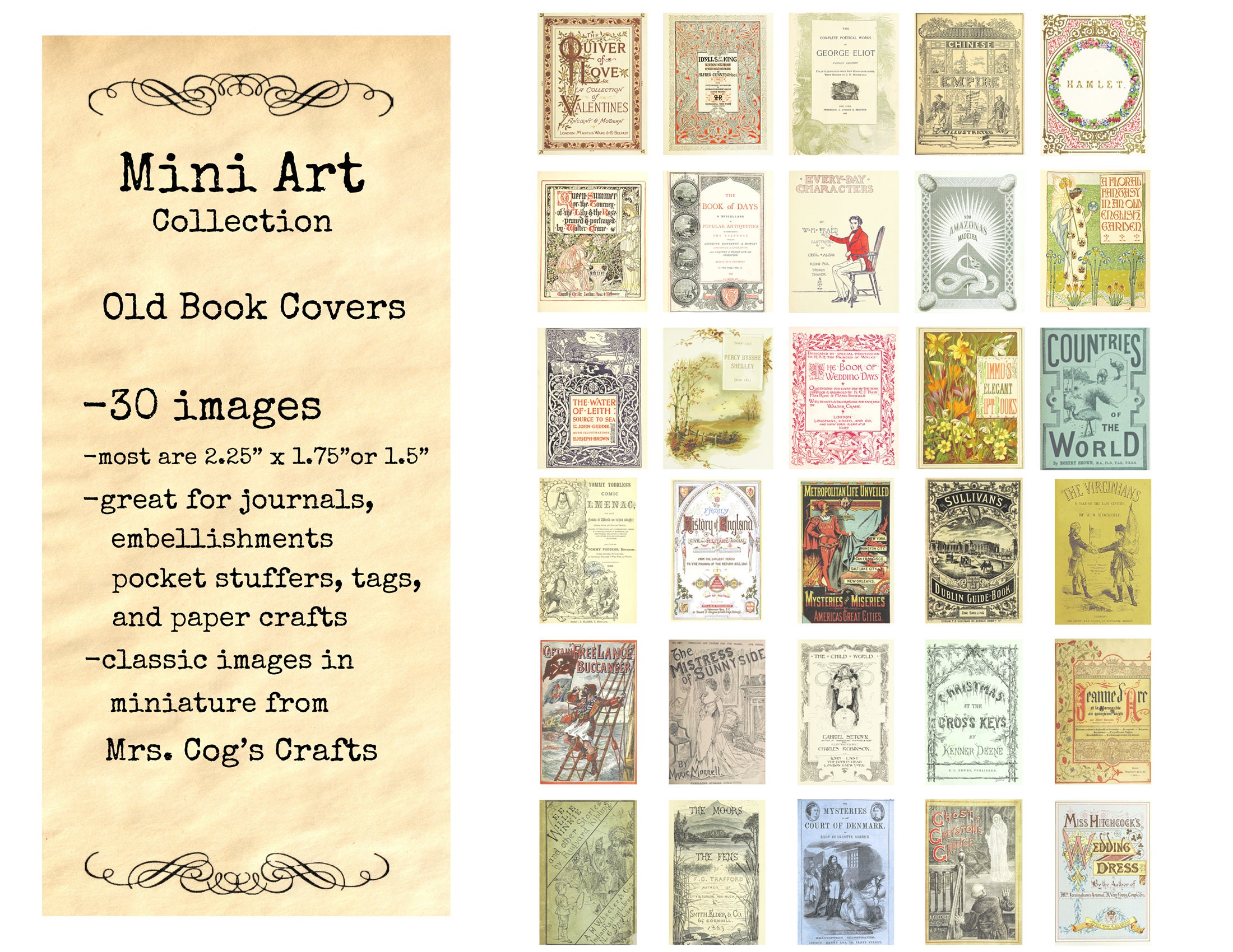 Mini Art Portadas de libros antiguos Imágenes imprimibles - Etsy España