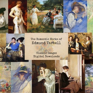Edmund Tarbell Romantyczne Dzieła - Obrazy Do Wydrukowania, Klasyczne Ephemera, Obrazy Cyfrowe, Sztuka Vintage, Natychmiastowe Pobieranie, Kolaż Cyfrowy