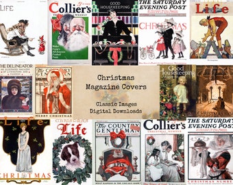 クリスマス雑誌の表紙 - 印刷可能な画像、エフェメラ、ビンテージアート、即時ダウンロード、デジタルコラージュ、ビンテージ画像、雑誌の表紙