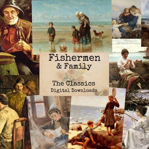 Fischer & Familie - digitale Ephemera Klassiker, digitale Bilder, Vintage-Kunst, Instant Download, digitales Papier, digitale Collage Bild 1
