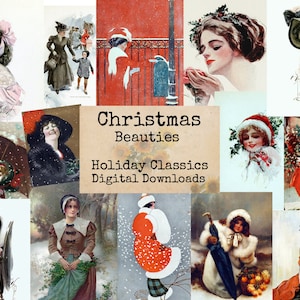Christmas Beauties - Digital Ephemera Classics, Digital Images, Vintage Art, Digital Art, Instant Download, Art Ephemera