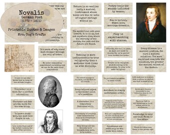 Novalis - German Poet - Printable Images & Quotes, Journal Prompts, Printable Words, Instant Download, Digital Collage, Philosophy Quotes