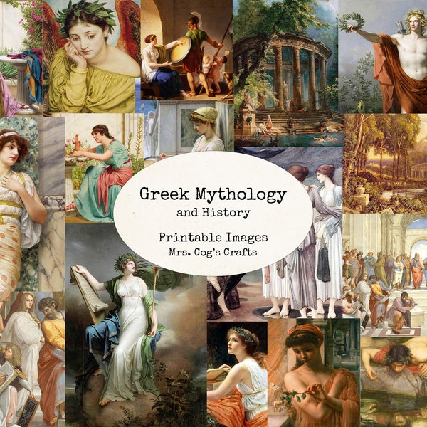 Greek Mythology & History - Printable Images, Digital Ephemera, Vintage Art, Instant Download, Digital Paper,Digital Collage, Ancient Greece