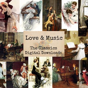 Love & Music - Digital Ephemera Classics, Digital Images, vintage Art, Instant Download, Digital Paper, Digital Collage, Art Ephemera