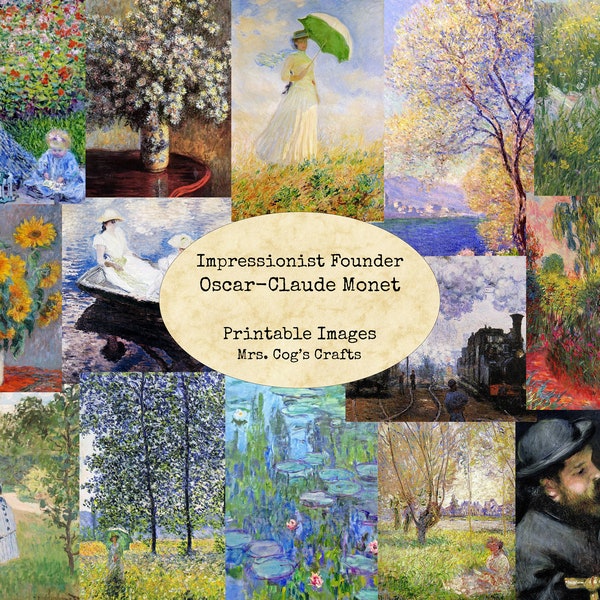 Claude Monet - Impressionist Founder - Digital Ephemera, Printable Images, Vintage Art, Instant Download, Digital Paper, Digital Collage