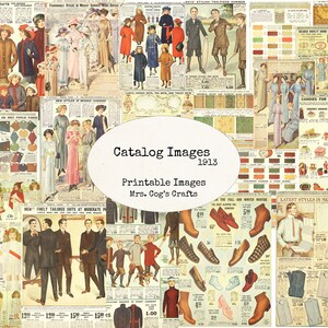 Catálogo 1913 - Imágenes imprimibles, Efímera digital, Arte vintage, Descarga instantánea, Papel digital, Collage digital, Fragmentos de catálogo