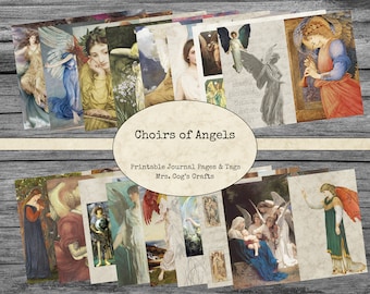 Choirs of Angels Journal - Printable Journal Pages, Digital Journal, Vintage Images, Printable Paper, Art Journal, Angelic Images