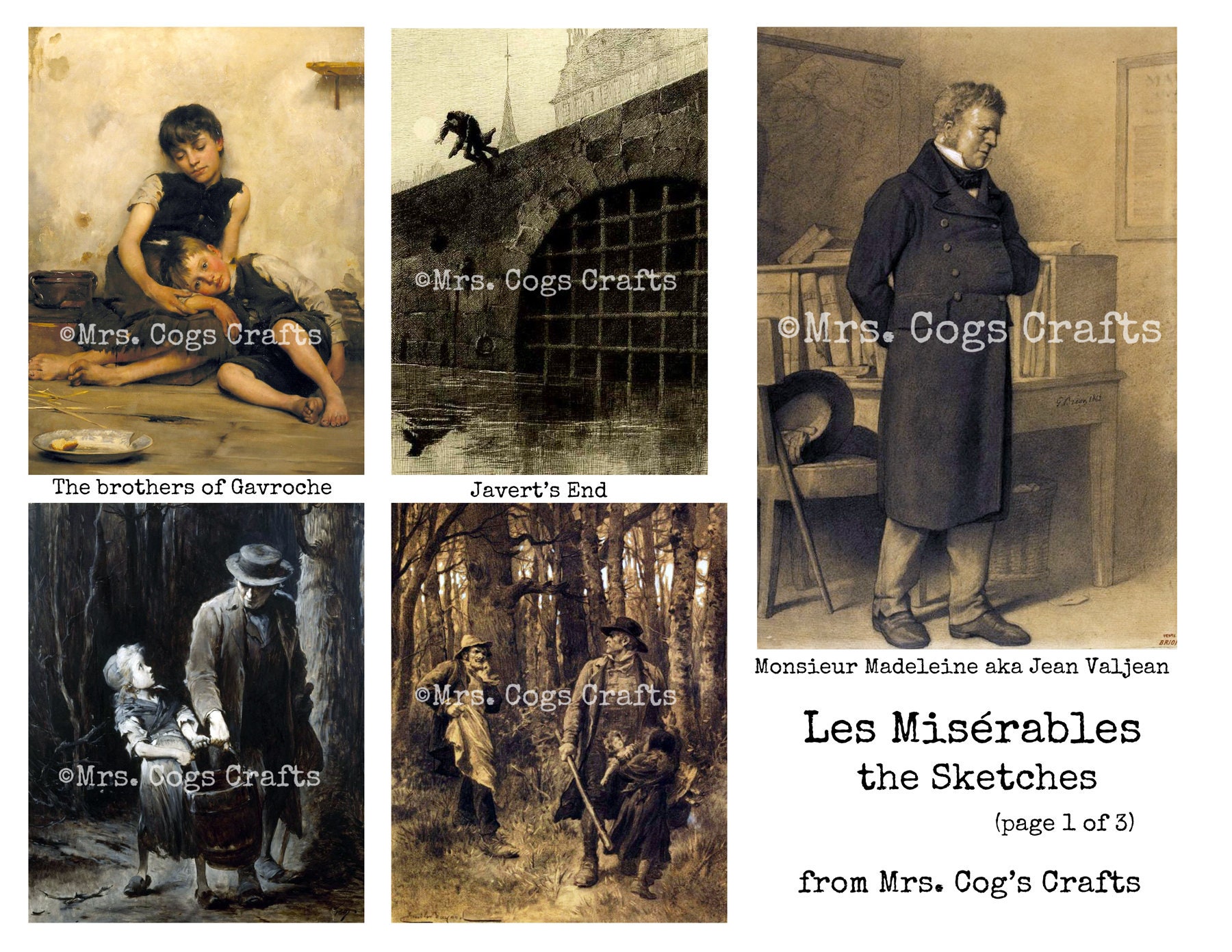 Les Misérables the Sketches - Digital Ephemera Classics, Digital Images ...