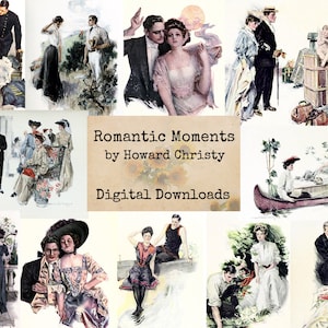 Romantic Moments - Digital Ephemera Classics, Digital Images, Vintage Art, Instant Download, Digital Collage, Art Ephemera