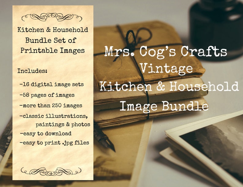 Kitchen & Household Image Bundle Printable Images, Instant Download, Ephemera, Junk Journal, Embellishment, Vintage Images, Printable Art image 1