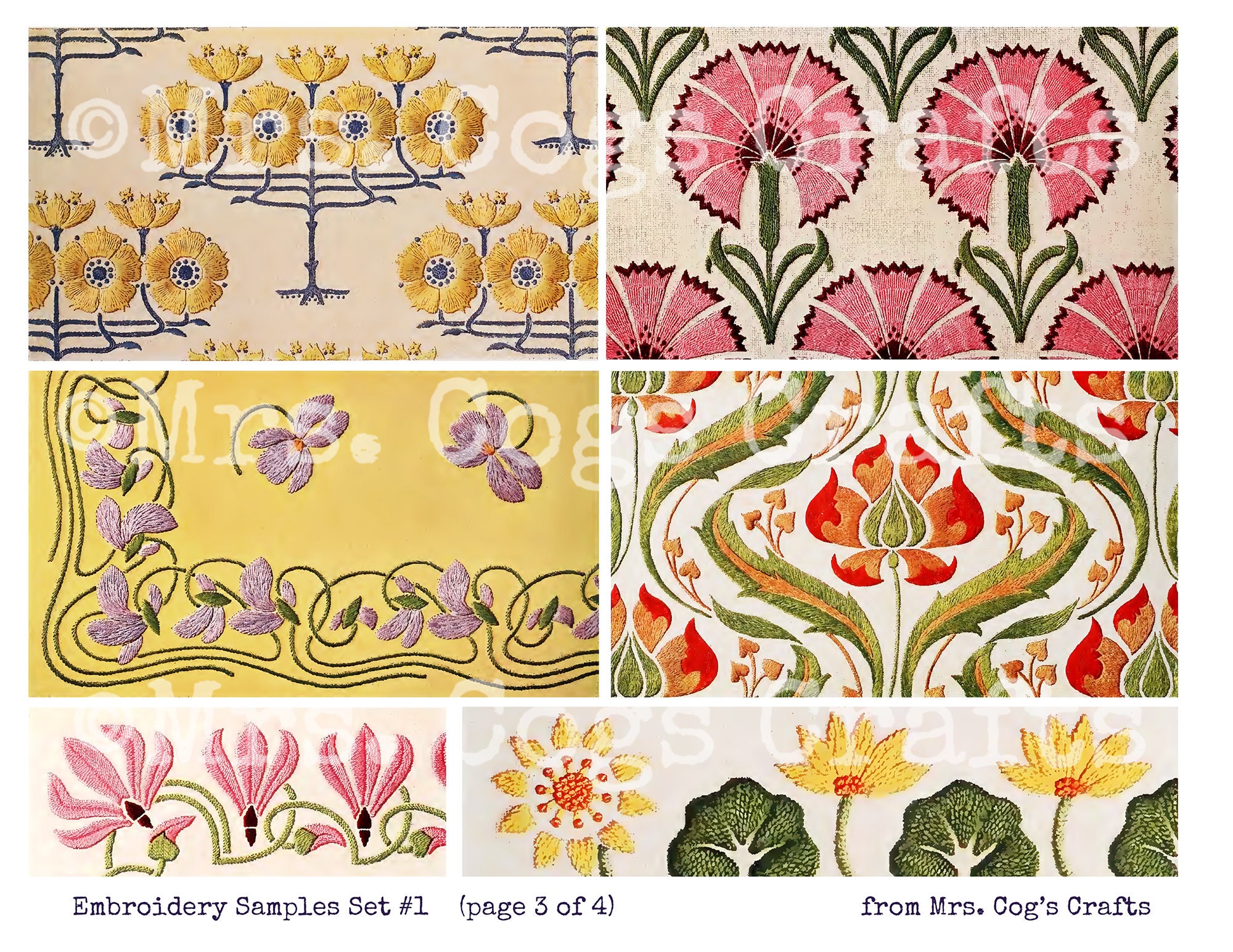 Embroidery Samples Set # 1 - Printable Stitching, Digital Images ...
