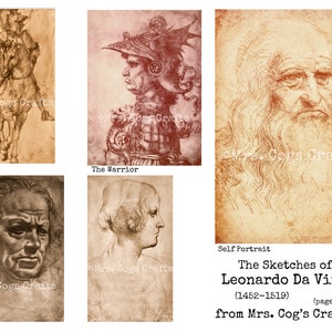 The Sketches of Leonardo Da Vinci 1452 1519 Printable Images, Ephemera, Digital Images, Vintage Art, Instant Download, Digital Paper image 2