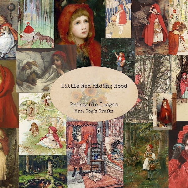 Little Red Riding Hood - Digital Ephemera Classics, Printable Images, Instant Download, Digital Paper, Digital Collage, Art Ephemera