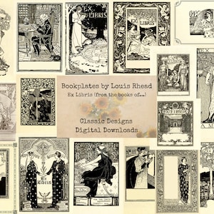 Vintage Style Personalized, 13x9cm Ex-Libris Bookplate Labels, set of 8 001