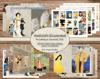 Edward Penfield Junk Journal Kit - Printable Journal, Vintage Images, Printable Paper, Art Journal, Digital Journal, Printable Tags