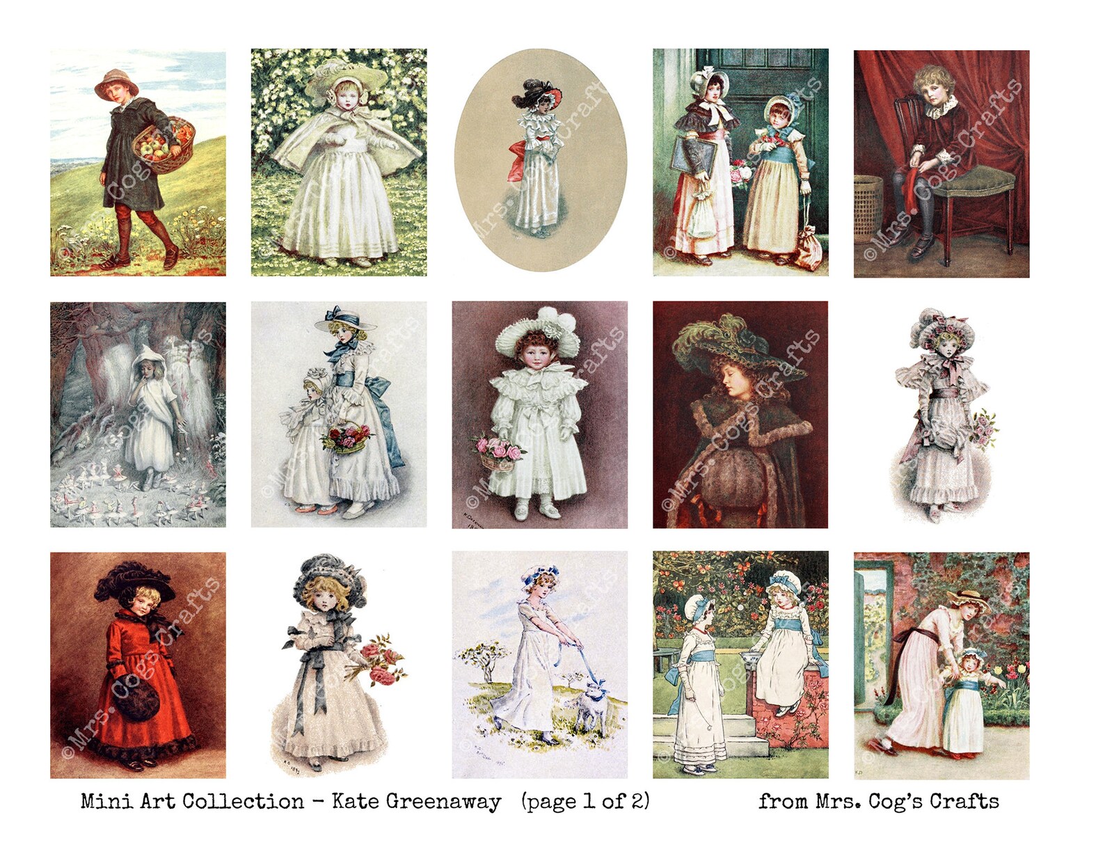Mini Art Kate Greenaway Printable Images Digital Download | Etsy