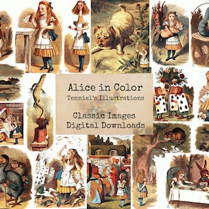 Alice in Color - Digital Ephemera Classics, Printable Images, Vintage Art, Instant Download, Digital Collage, Vintage Images