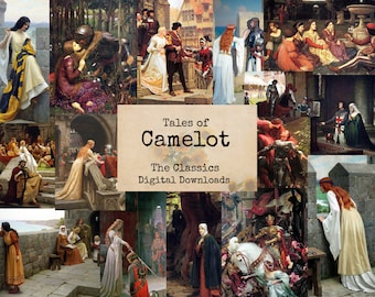 Tales of Camelot -  Digital Ephemera Classics, Digital Images, Vintage Art, Instant Download, Digital Collage, Art Ephemera, Journal Art