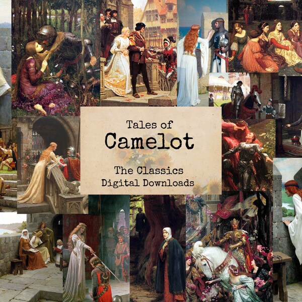 Tales of Camelot -  Digital Ephemera Classics, Digital Images, Vintage Art, Instant Download, Digital Collage, Art Ephemera, Journal Art