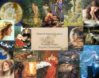 Edward Robert Hughes - Printable Images, Vintage Art, Instant Download, Digital Collage, Ephemera Classics, Digital Images, Antique Painting
