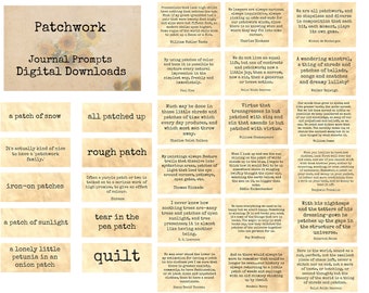 Patchwork Journal Cards - Journal Prompts, Printable Words, Instant Download, Digital Collage, Art Ephemera, Printable Quotes