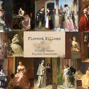 Florent Willems - Printable Images, Vintage Art, Instant Download, Digital Collage, Ephemera Classics, Antique Art
