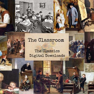 The Classroom - Digital Ephemera Classics, Digital Images, vintage Art, Instant Download, Digital Collage, Art Ephemera
