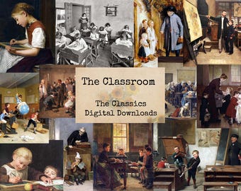 The Classroom - Digital Ephemera Classics, Digital Images, Vintage Art, Instant Download, Digital Collage, Art Ephemera