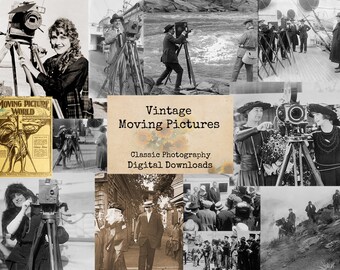 Vintage Moving Pictures - Digital Ephemera, Digital Images, Vintage Photos, Instant Download, Digital Collage, Vintage Images