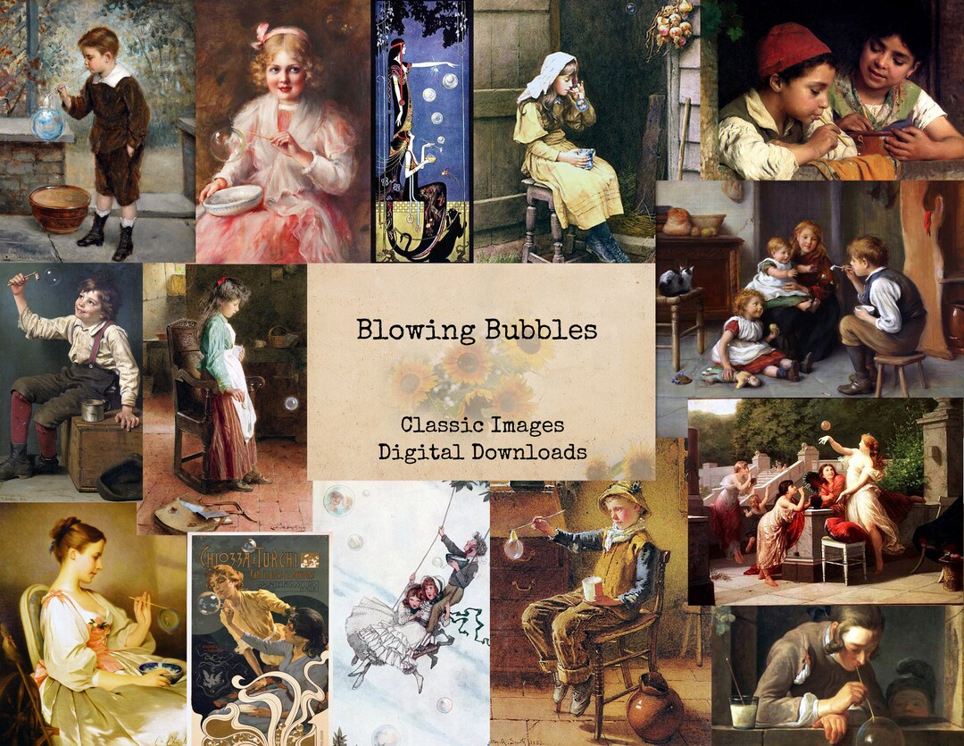 Blowing Bubbles - Printable Images, Ephemera Classics, Digital Images ...