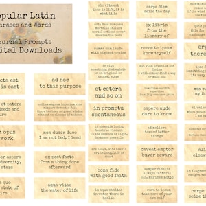 Popular Latin Phrases & Words - Journal Prompts, Printable Words, Instant Download, Digital Collage, Art Ephemera, Printable Quotes