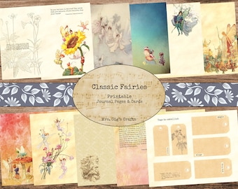 Classic Fairies Junk Journal Kit - Printable Journal Pages, Digital Journal, Vintage Images, Printable Paper, Fairy Journal
