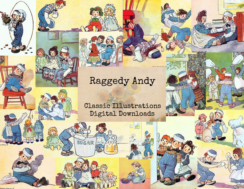 Raggedy Ropes Raggedy Andy - Digital Ephemera Classics, Digital Images, Vintage Art ...