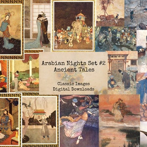 Arabian Nights Set #2 - Ancient Tales - Printable Images, Vintage Art, Instant Download, Ephemera, Antique Art, Aladdin, Ali Baba