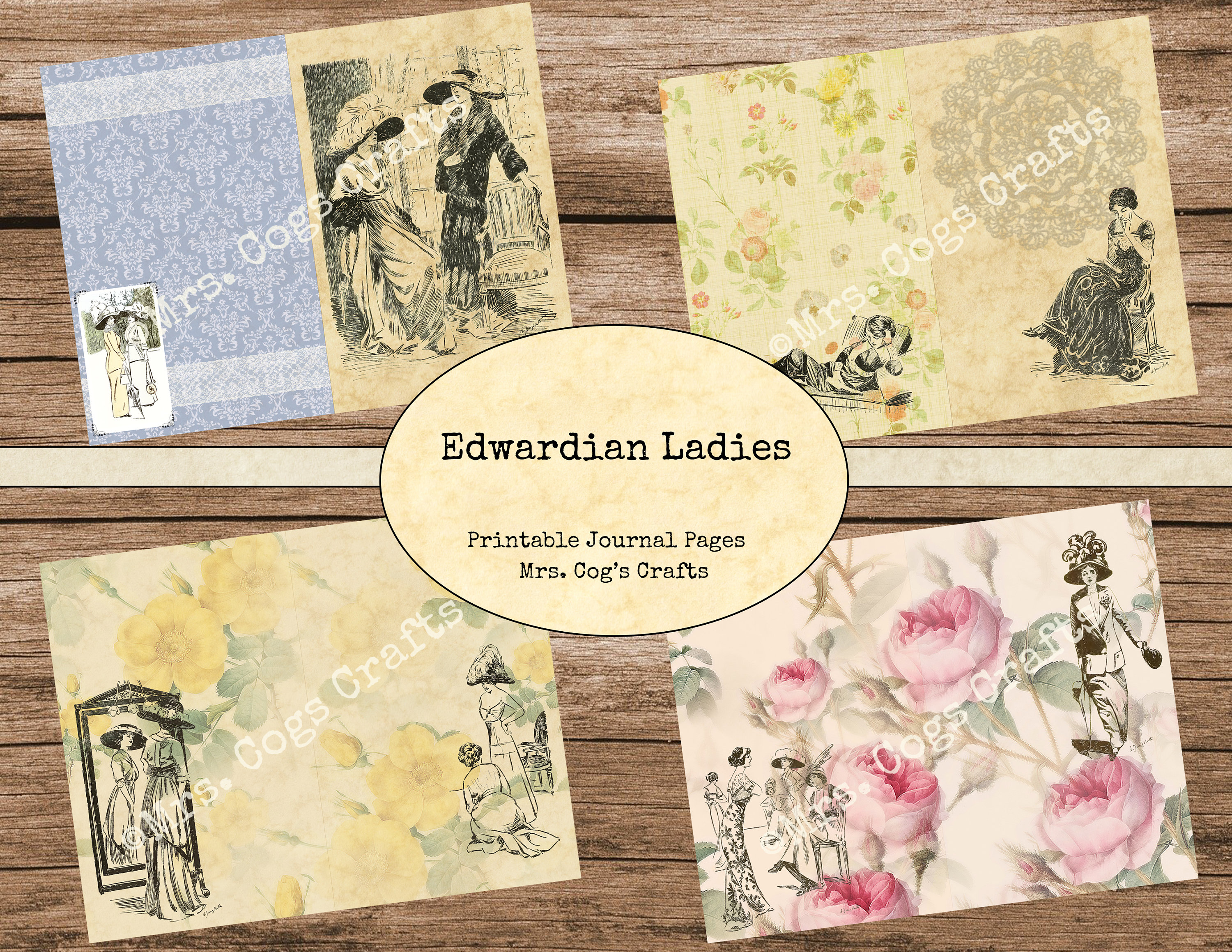 Edwardian Ladies Junk Journal Kit - Printable Journal, Vintage Images ...
