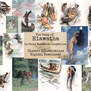 Das Lied von Hiawatha - ein Gedicht von Longfellow, digitale Ephemera Klassiker, digitale Bilder, Vintage-Kunst, digitale Kunst, Instant Download