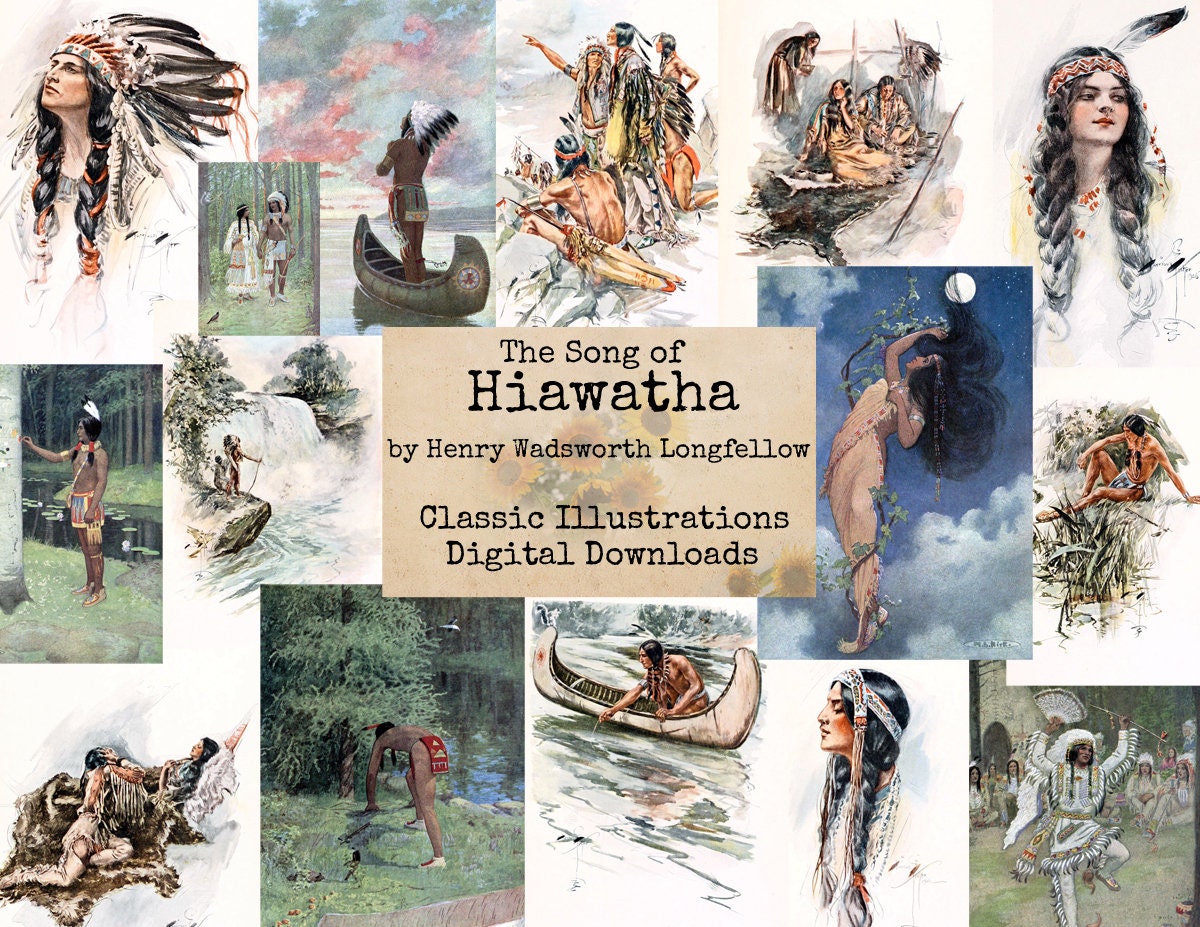 The Song of Hiawatha A Poem by Longfellow Digital Ephemera Etsy