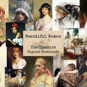 Beautiful Women - Digital Ephemera Classics, Digital Images, vintage Art, Instant Download, Digital Collage, Art Ephemera