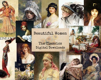 Beautiful Women - Digital Ephemera Classics, Digital Images, Vintage Art, Instant Download, Digital Collage, Art Ephemera
