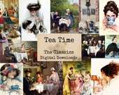Tea Time -  Ephemera, Classics, Printable Images, Vintage Art, Instant Download, Digital Collage, Art Ephemera