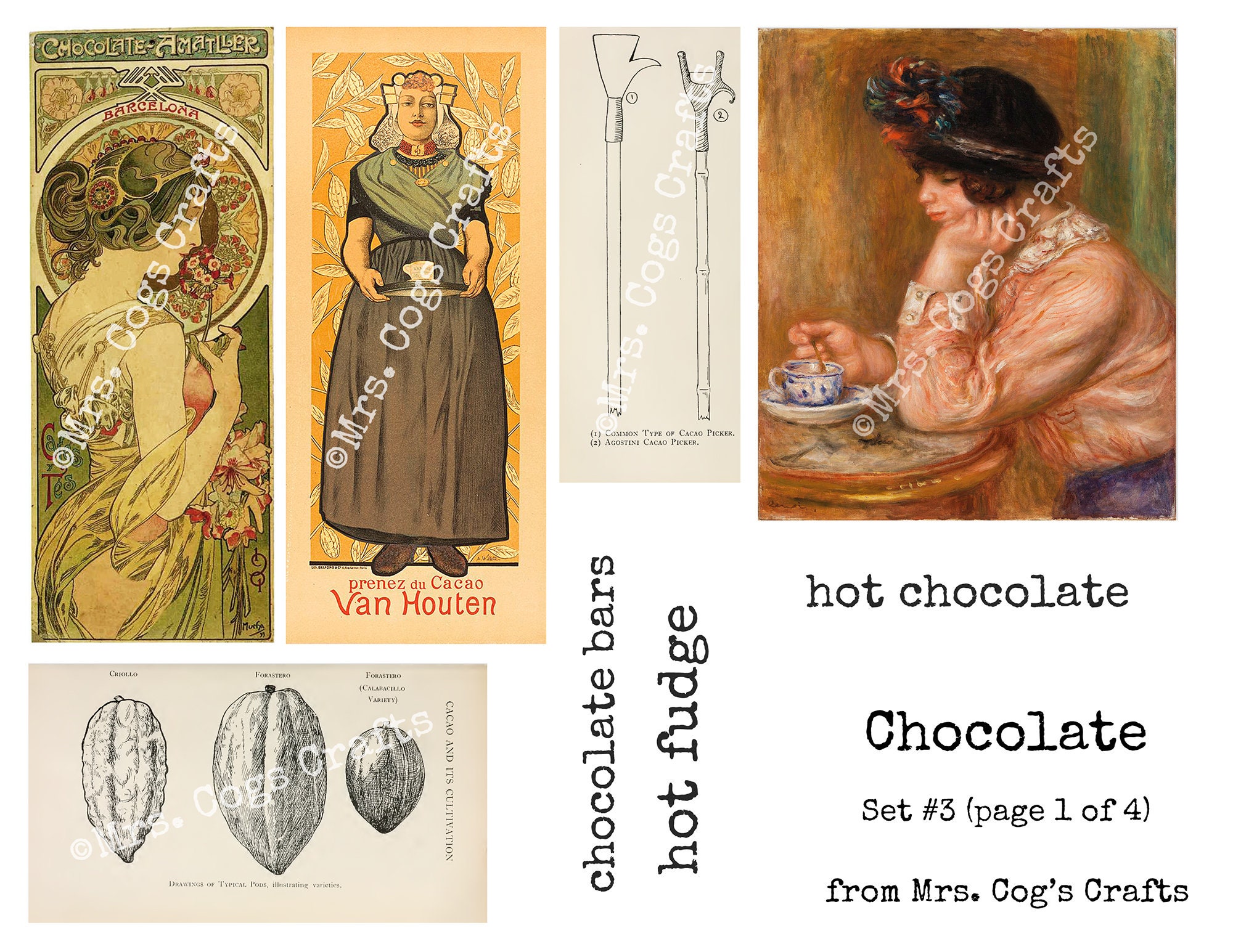 Chocolate Set 3 Digital Ephemera Classics Printable - Etsy