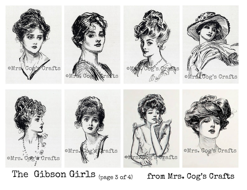 The Gibson Girls by Charles Dana Gibson, Digital Ephemera Classics, Printable Images, Vintage Art, Digital Art, Instant Download image 4