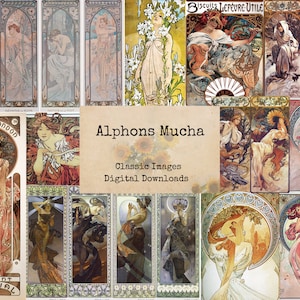 Alphons Mucha - Art Nouveau, Digital Ephemera, Digital Images, Vintage Art, Instant Download, Digital Collage, Art Ephemera