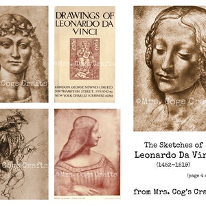 The Sketches of Leonardo Da Vinci 1452 1519 Printable Images, Ephemera, Digital Images, Vintage Art, Instant Download, Digital Paper image 5