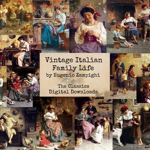 Vie de famille italienne vintage - classiques numériques éphémères, images numériques, art vintage, téléchargement immédiat, collage numérique, art éphémère