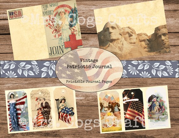 Vintage USA Patriotic Spirit Junk Journal Kit Printable - Etsy