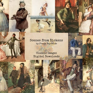 Scene di Dickens di Frank Reynolds - Digital Ephemera Classics, Printable Images, Vintage Art, Digital Collage, Charles Dickens